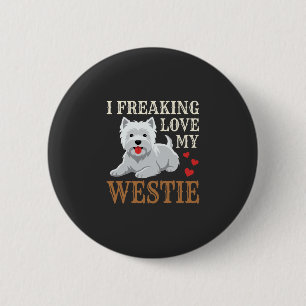 Macaron Rond 5 Cm Typographie de l'amour du chien Westie