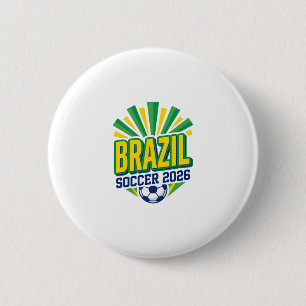 Macaron Rond 5 Cm Typographie de pays audacieuse Football Brésil 202
