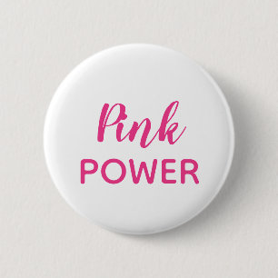 Macaron Rond 5 Cm Typographie de puissance rose
