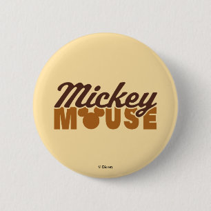 Macaron Rond 5 Cm Typographie du nom de l'icône Mickey Mouse