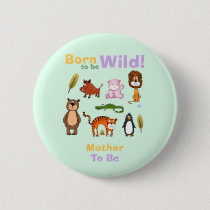 Macaron Rond 5 Cm Typographie Maman Futur Sauvage Safari Baby Shower