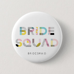 Macaron Rond 5 Cm Typographie Motif colorée Équipe de mariées modern