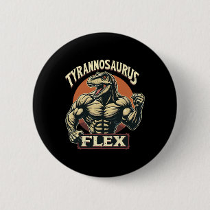 Macaron Rond 5 Cm Tyrannosaure bodybuilder drôle Flex Gym T-rex Din