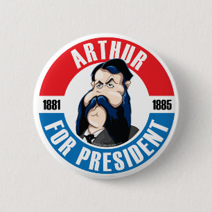 Macaron Rond 5 Cm U.S. Les Présidents Campaign Button : #21 Arthur