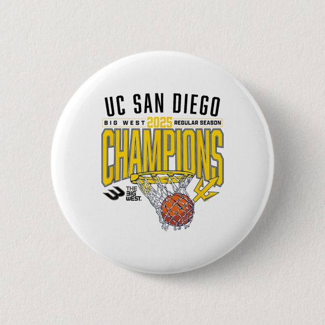 Macaron Rond 5 Cm Uc San Diego Tretons 2025 Regular Season Basketbal (Devant)