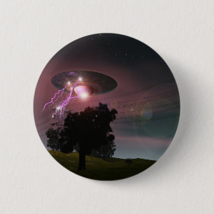 Macaron Rond 5 Cm UFO au-dessus de bouton des lignes à  haute