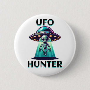 Macaron Rond 5 Cm UFO Hunter   Ai Art avec UFO et Alien
