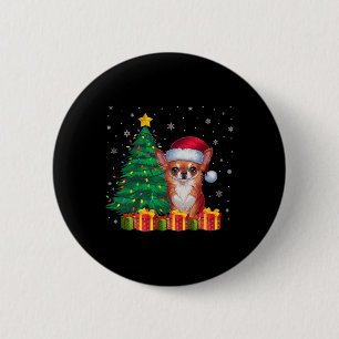 Macaron Rond 5 Cm Ugly Chihuahua Santa Hat Feux de Noël