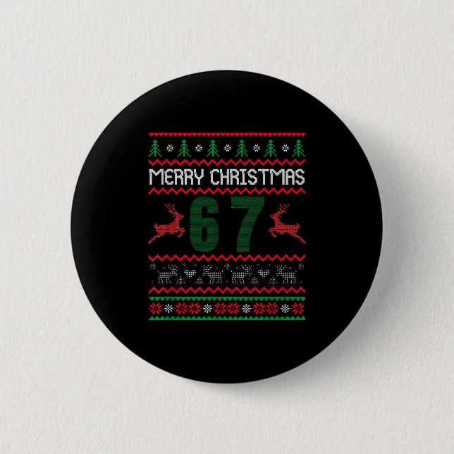 Macaron Rond 5 Cm Ugly Christmas Sweater 67 Design  (Devant)