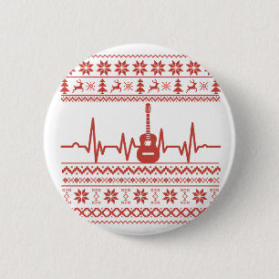Macaron Rond 5 Cm ugly christmas sweater acoustic guitar