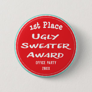 Macaron Rond 5 Cm Ugly Sweater Award Bureau Party 1ère place