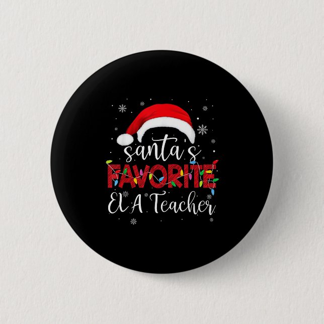 Macaron Rond 5 Cm Ugly Sweater Christmas Santa's Favorite Ela Teache (Devant)