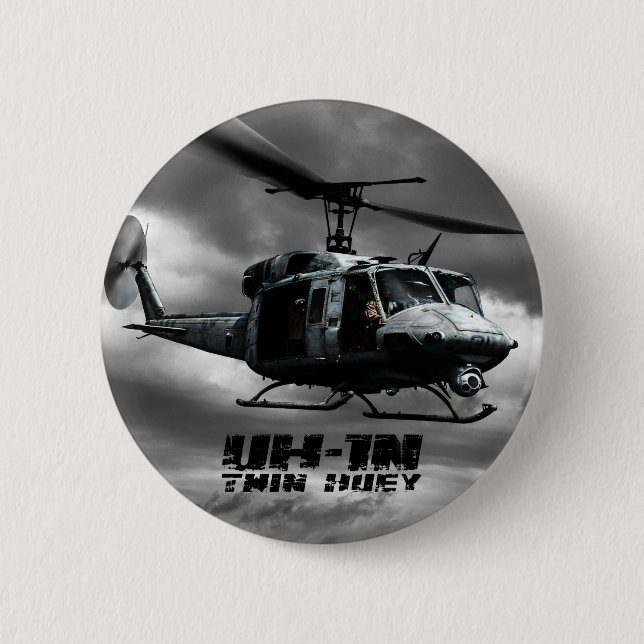 Macaron Rond 5 Cm UH-1N Twin Huey (Devant)