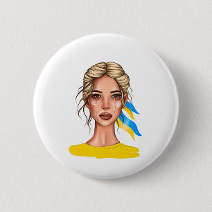 Macaron Rond 5 Cm Ukrain Stop War Blonde