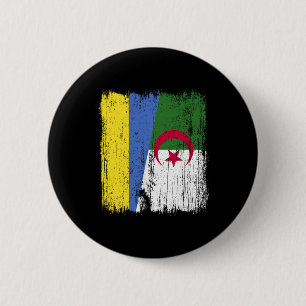 Macaron Rond 5 Cm Ukraine Algérie Drapeau Demi Ukrainien Algérien Hé