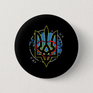 Macaron Rond 5 Cm Ukraine Blason Ukraine Cosaque Ukrainien