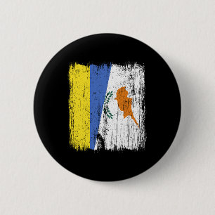 Macaron Rond 5 Cm Ukraine Chypre Demi-drapeau Héritage ukrainien chy