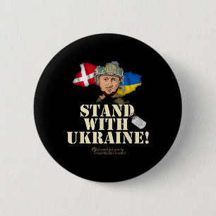 Macaron Rond 5 Cm Ukraine Danemark Drapeaux Slogan Soutenez l'Ukrain