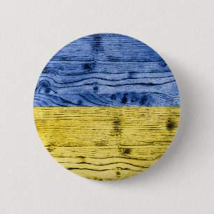 Macaron Rond 5 Cm Ukraine drapeau bleu jaune motif de texture de boi