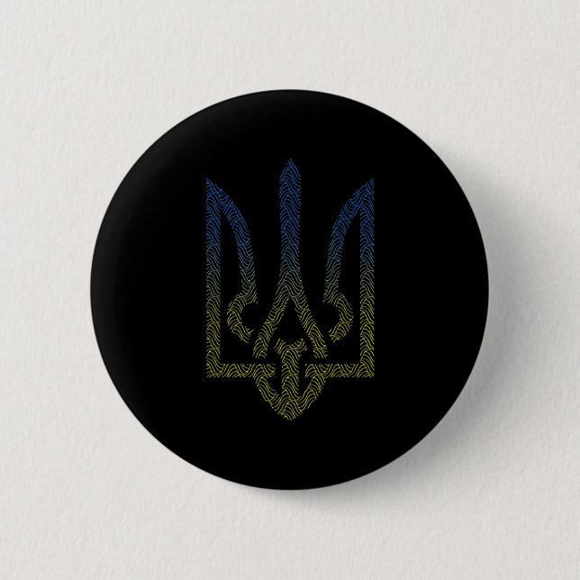 Macaron Rond 5 Cm Ukraine Drapeau Et Trident Ukraine (Devant)