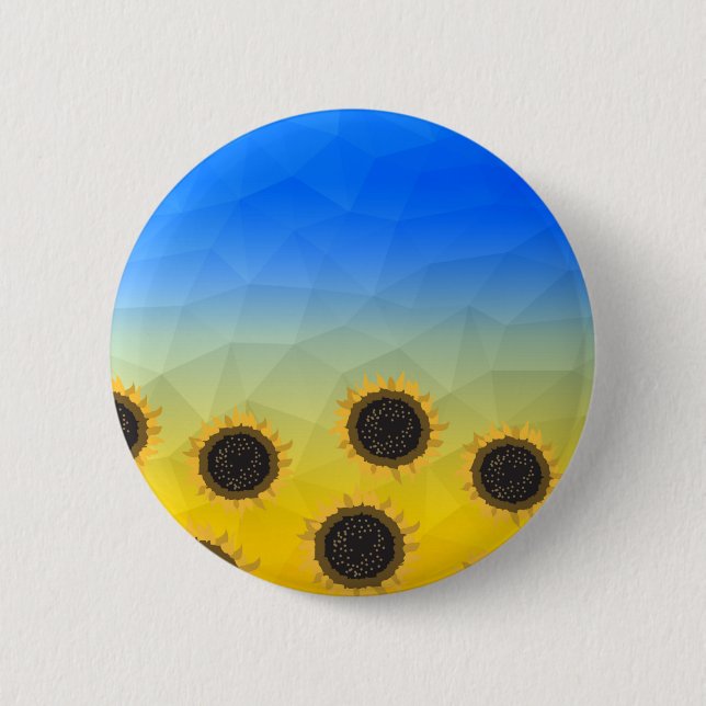 Macaron Rond 5 Cm Ukraine jaune bleu géométrie maillage motif Fleurs (Devant)