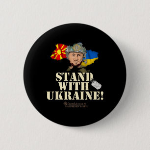 Macaron Rond 5 Cm Ukraine Macédoine du Nord Zelensky Soutenez l'Ukra