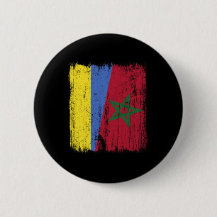 Macaron Rond 5 Cm Ukraine Maroc Demi-Drapeau Ukrainien Marocain Héri
