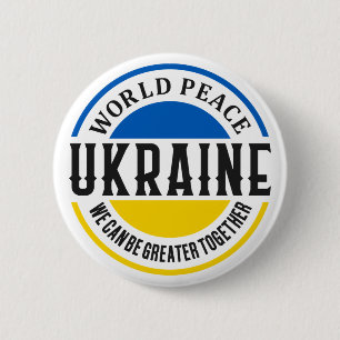 Macaron Rond 5 Cm Ukraine Russia War Freedom Peace Greater Together 