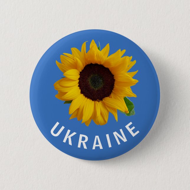 Macaron Rond 5 Cm Ukraine Tournesol ukrainien bleu jaune (Devant)