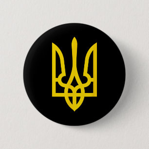 Macaron Rond 5 Cm Ukraine Trident national ukrainien Soutien à la dé