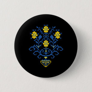 Macaron Rond 5 Cm Ukraine Ukrainien Kiev Trysub Drapeau 11 