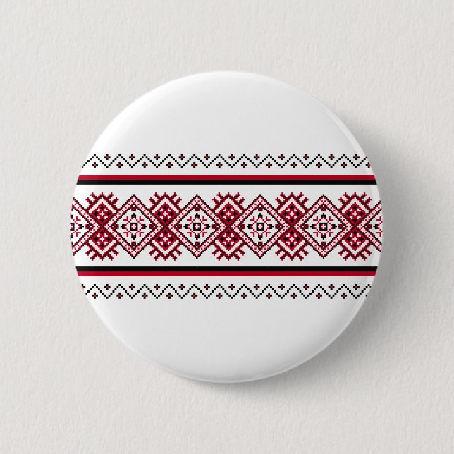 Macaron Rond 5 Cm Ukrainian Embroidery Vyshyvanka Pin (Devant)