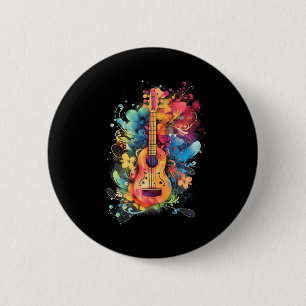Macaron Rond 5 Cm Ukulele Uke Joueur guitariste Ukelele Guitare