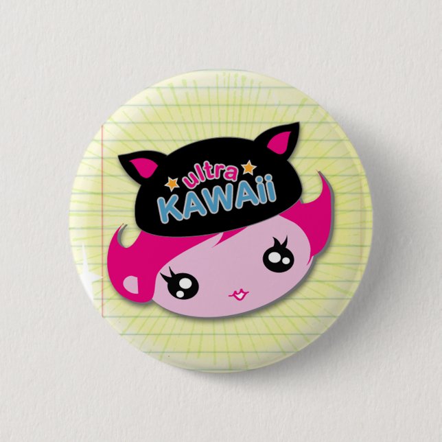 Macaron Rond 5 Cm Ultra Kawaii - bouton de fille (Devant)