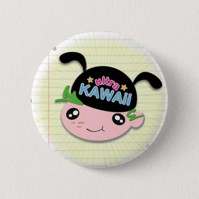 Macaron Rond 5 Cm Ultra Kawaii - bouton de garçon (Devant)