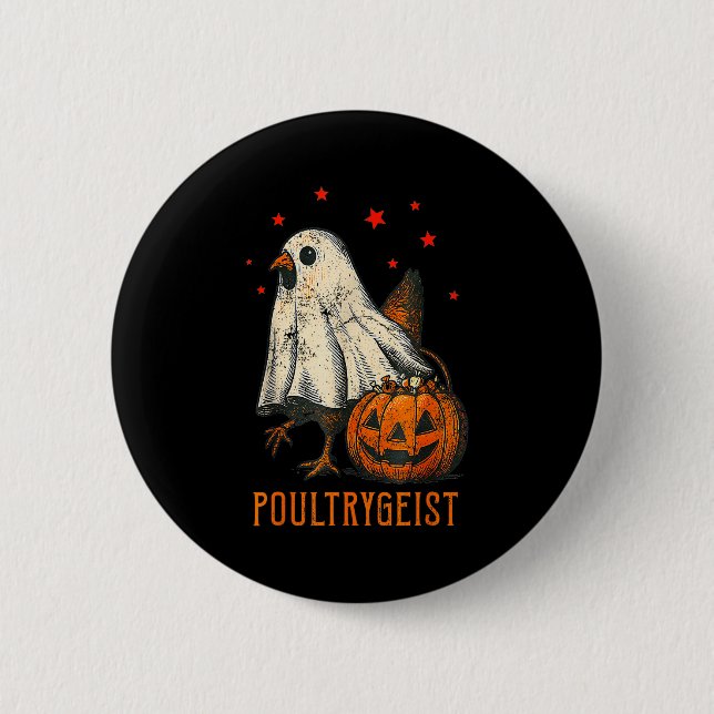 Macaron Rond 5 Cm Ultrygeist Funny Halloween Chicken Ghost Costume P (Devant)