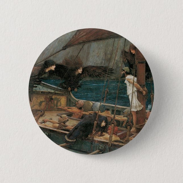 Macaron Rond 5 Cm Ulysse et les sirènes par John William Waterhouse (Devant)