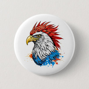Macaron Rond 5 Cm un aigle chauve rouge