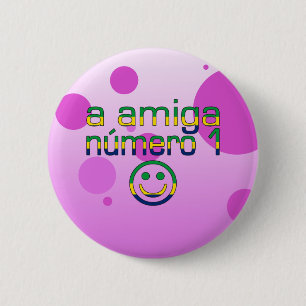Macaron Rond 5 Cm Un Amiga Número 1 dans le drapeau brésilien colo