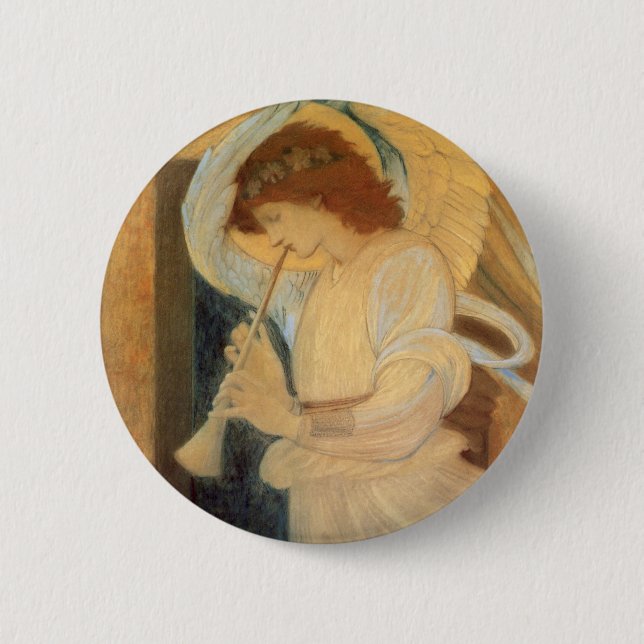 Macaron Rond 5 Cm Un ange joue à Flageolet par Burne Jones (Devant)