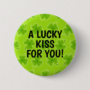 Macaron Rond 5 Cm Un baiser chanceux pour vous Shamrock vert
