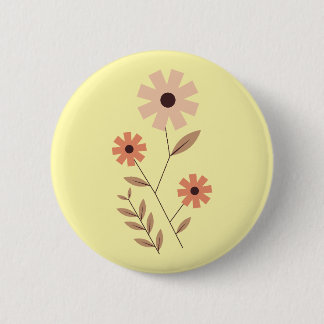 Macaron Rond 5 Cm un bouton avec une peinture en forme de cosmos