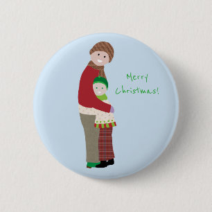 Macaron Rond 5 Cm Un bouton de câlin de Noël