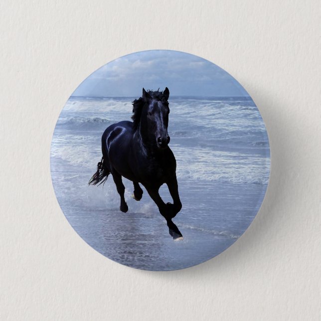 Macaron Rond 5 Cm Un cheval sauvage et libre (Devant)