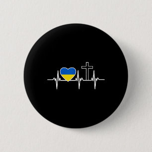 Macaron Rond 5 Cm Un cœur pour Jésus et l'Ukraine - Vêtements chréti