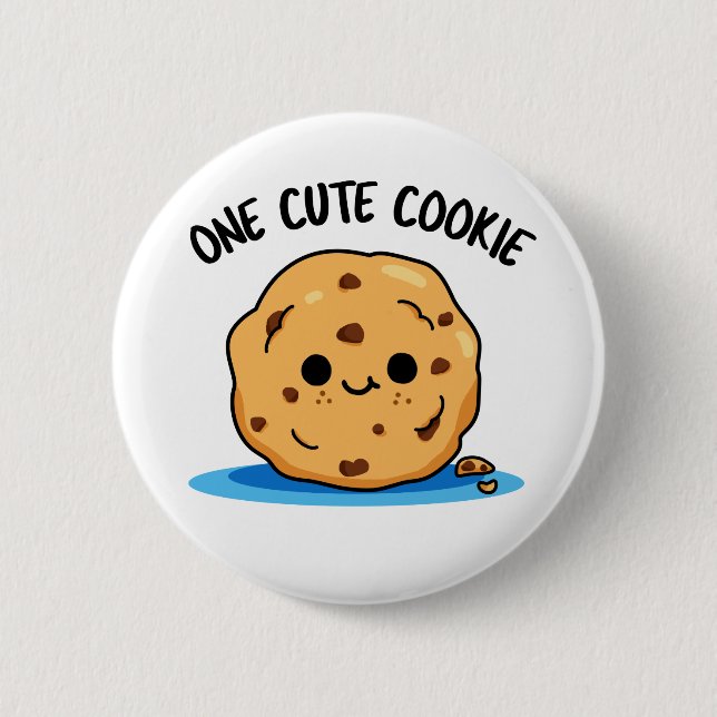 Macaron Rond 5 Cm Un Cute Cookie Funky Food Pun (Devant)