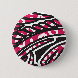 Macaron Rond 5 Cm Un design cachemire décoratif avec rouge vif et ép