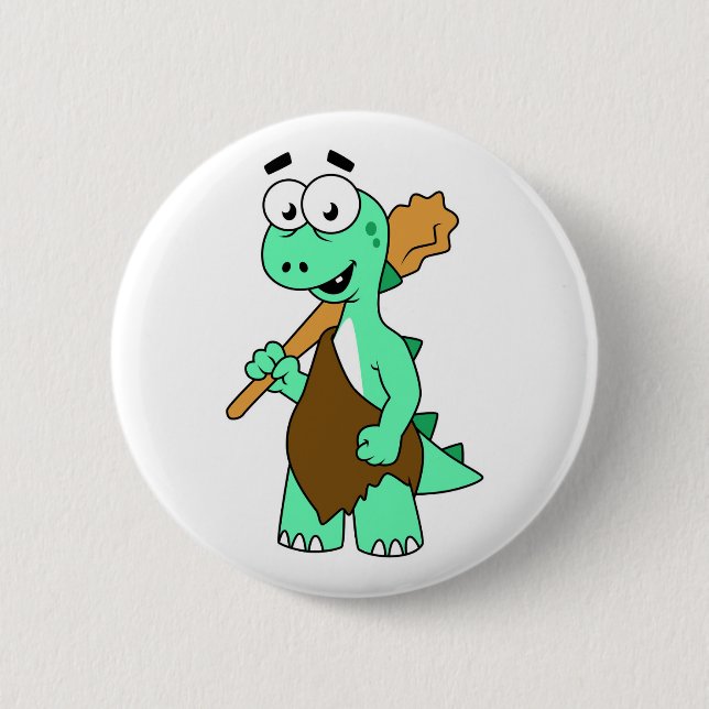 Macaron Rond 5 Cm Un Dessin Tyrannosaurus Rex Caveman. (Devant)