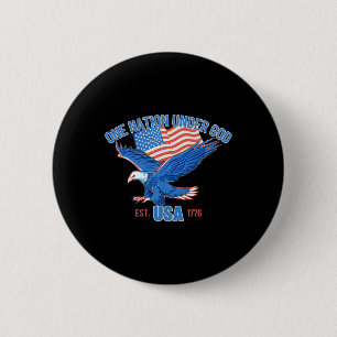 Macaron Rond 5 Cm Un drapeau américain sous Dieu une nation 4 juille