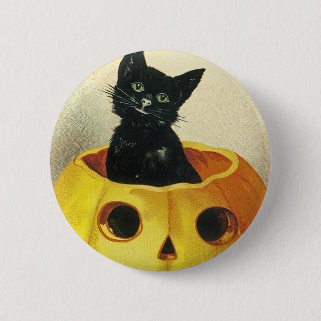Macaron Rond 5 Cm Un joyeux Haloween Kitten (Devant)